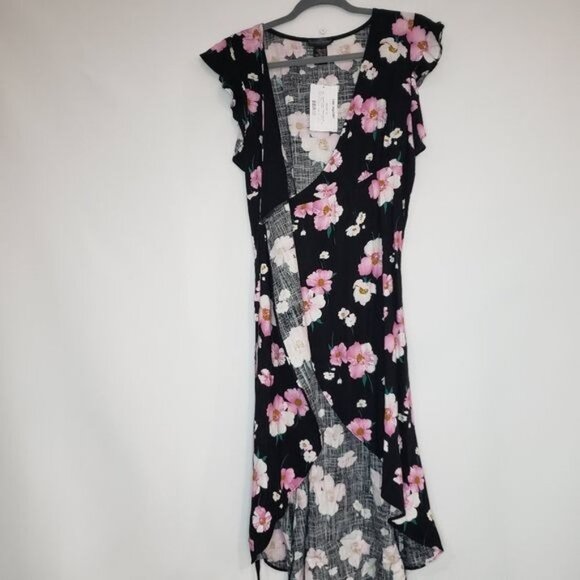 NWT Aqua Floral Print Wrap‎ Dress - Picture 7 of 8